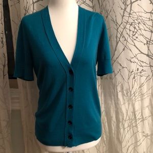 NWT M Loft turquoise short-sleeved cardigan